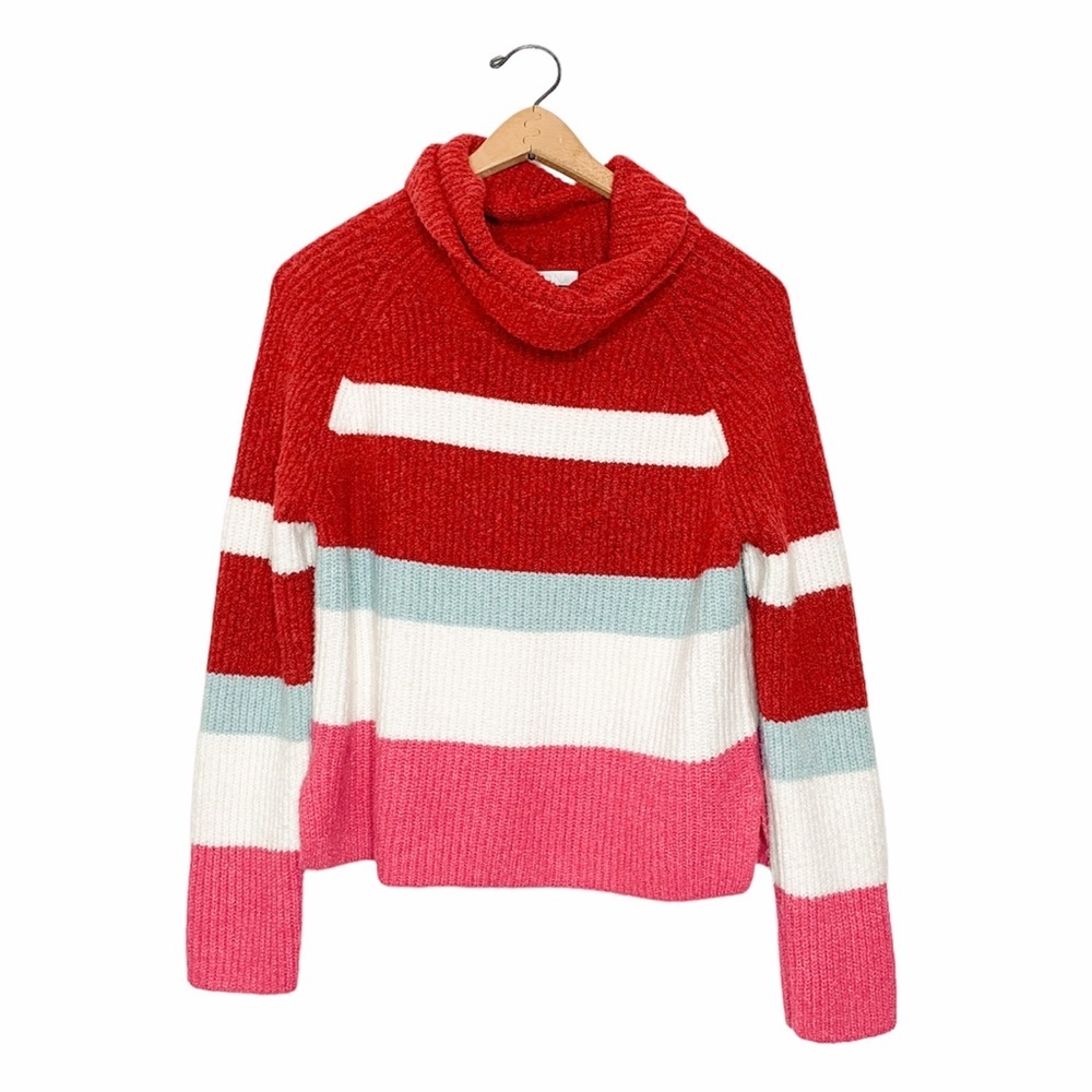 Abound Colorful Stripe Knit Turtleneck Sweater Medium M
